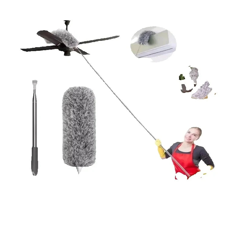 2.8m Microfiber Cleaning Powder Dop With Washable Extender And Retractable Rod Feather Duster Household Ultra-long Dust Duster