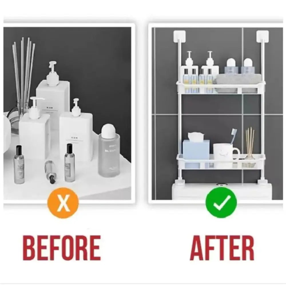 2/3 Layer Over The Toilet Rack Plastic Space Saving Vertical Toilet Stand Punch- free Bathroom Supplies Bathroom Storage Rack