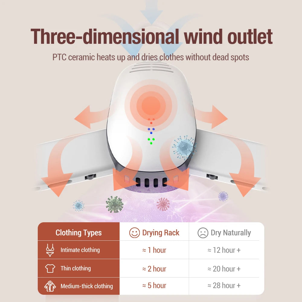 110-220V Mini Electric Portable Heated Clothes Dryer Drying Machine Shoes Clothes Drying Rack Hangers Foldable Heater