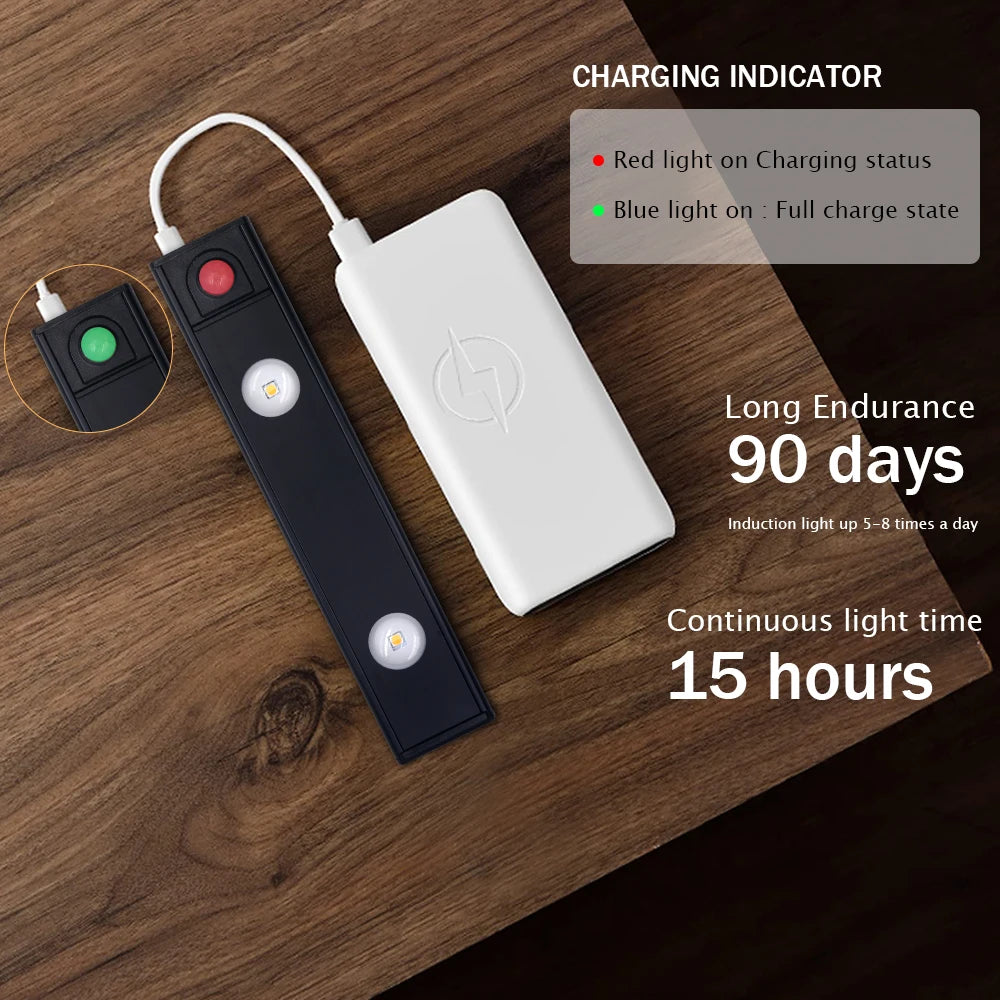 USB LED night light with human body sensor, wireless ultra-thin LED light, traceless magnetic decoration, suitable for kitchen cabinets, bedroom wardrobes and other interior decorations.