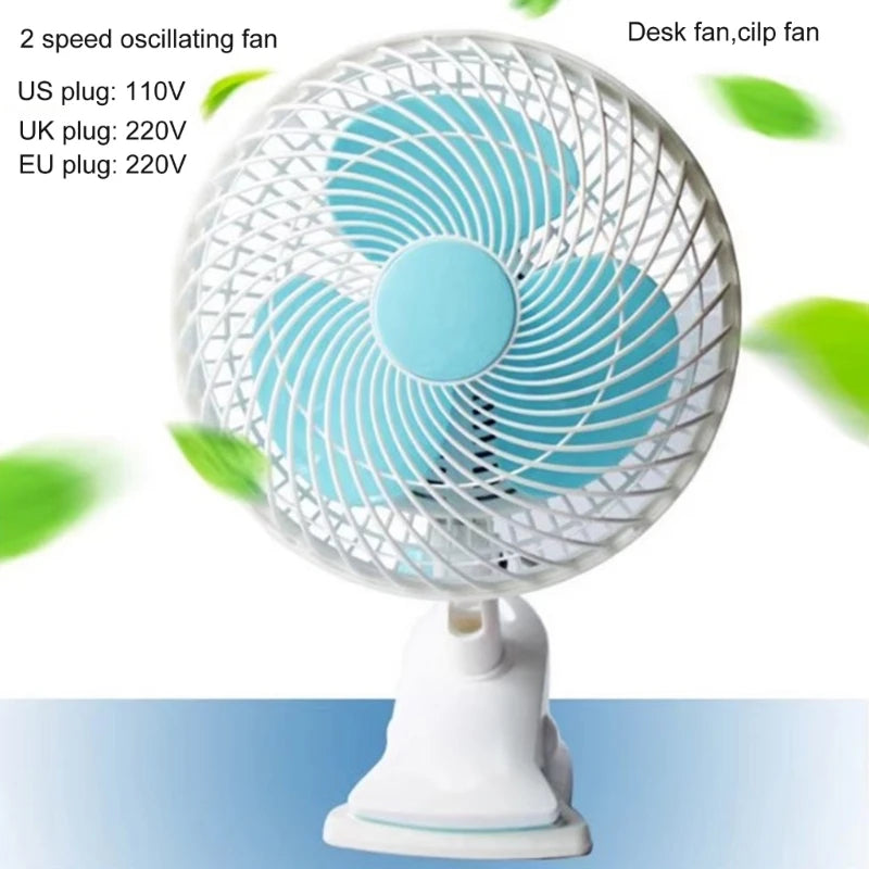 Clip-On Fan with Adjustable 2 Wind Speed 9inch Portable Fan Universal Fan 30W Clip On Campers Fan Desk Cooling Fan