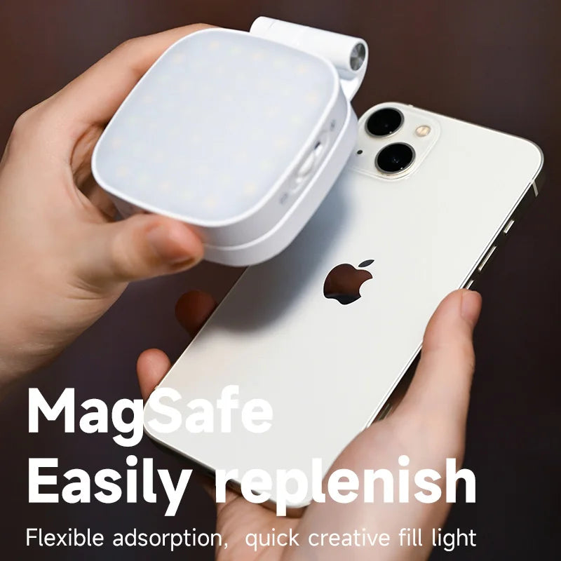 Phone Magnetic Beauty Fill Light with Makeup Mirror Foldable Portable Mini Selfie Light Magsafe for IPhone Android Smartphone
