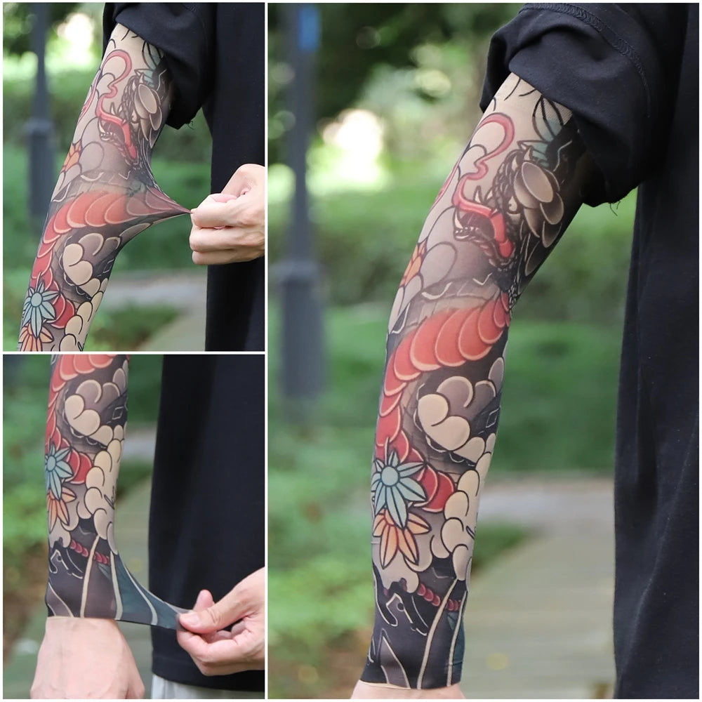 1PC Ultra thin seamle Tattoo  Sleeves Arm For Men Women Cool Travel Cycling Elastic Scratch Resistant Sunscreen Arm