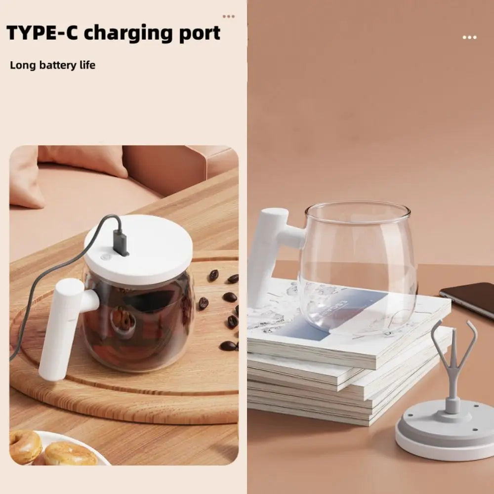 400ml Durable Self Stirring Mug Rechargeable Portable Coffee Cup with Lid Electric Mixing Cup
