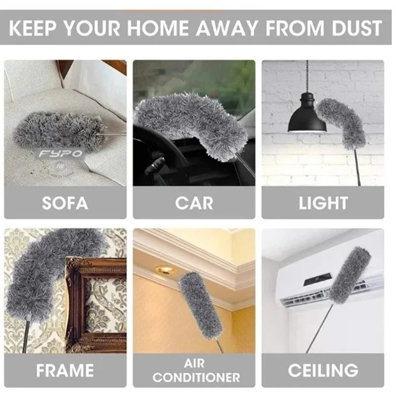 2.8m Microfiber Cleaning Powder Dop With Washable Extender And Retractable Rod Feather Duster Household Ultra-long Dust Duster
