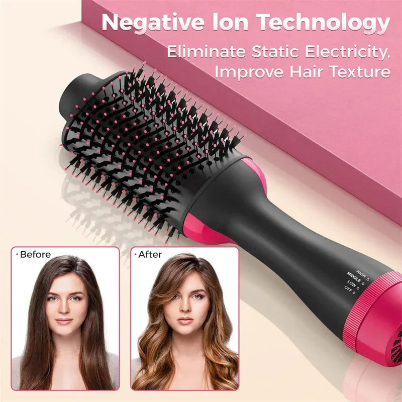 Women Hair Dryer Brush Hair Dryer Straightener Curler Massager 4 In 1 Rapid Warming One Step Volumizer Hot-Air Hair Brushes