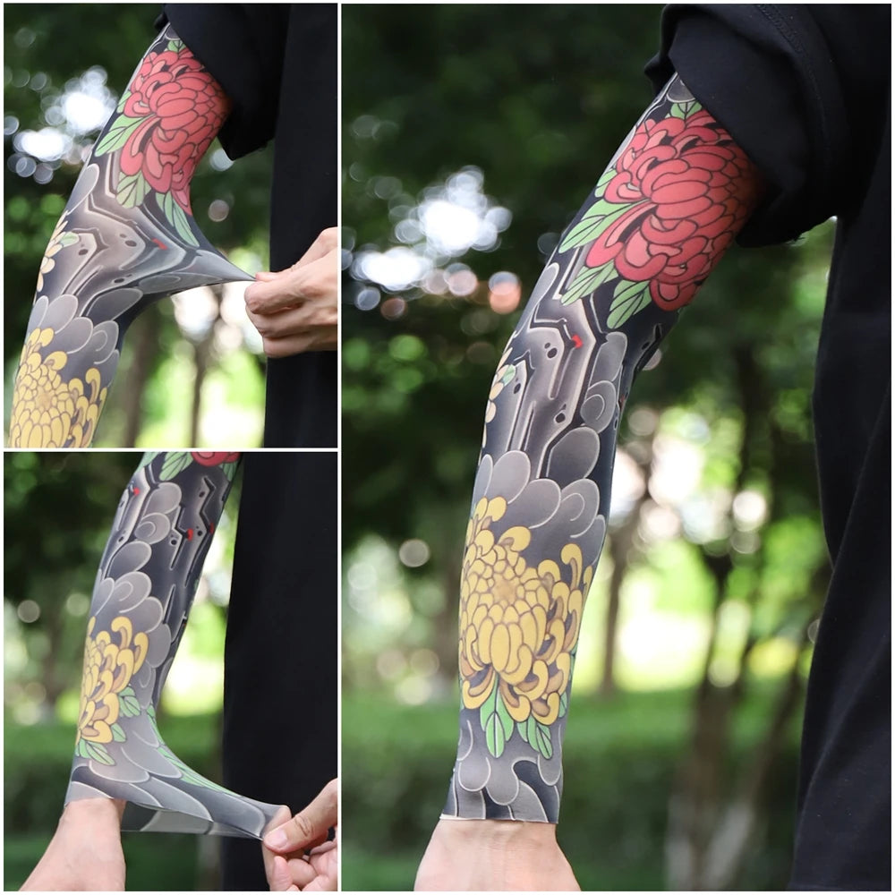 1PC Ultra thin seamle Tattoo  Sleeves Arm For Men Women Cool Travel Cycling Elastic Scratch Resistant Sunscreen Arm