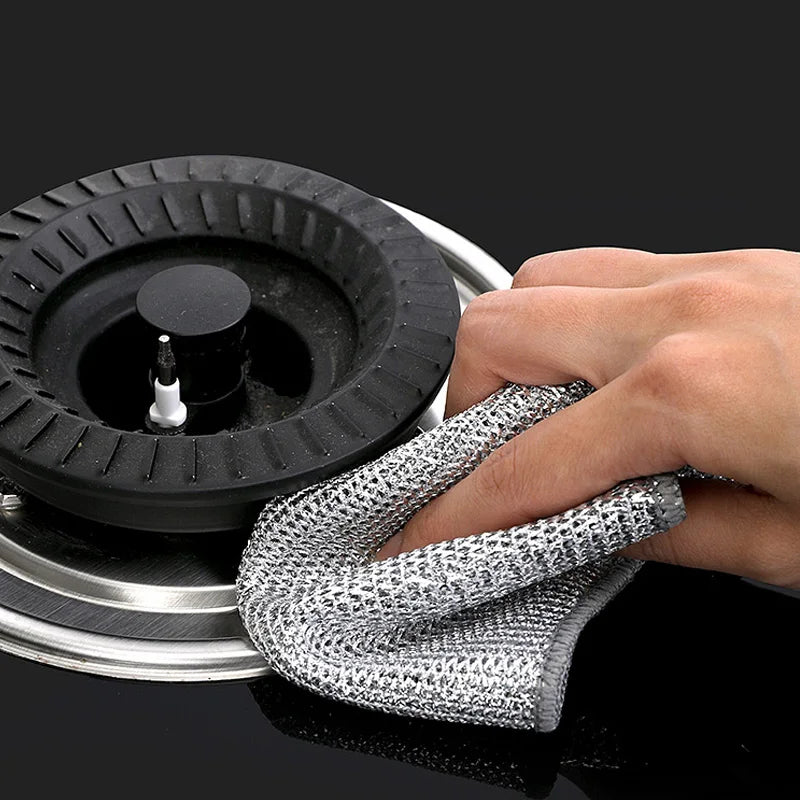 10pcs Steel Wire Cleaning Cloth Single-layer Double-layer Non -stick Oil Iron Dishrag Kitchen Pan Pot Dishes Cloths Rags
