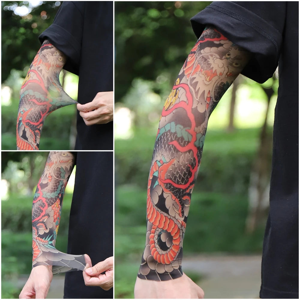 1PC Ultra thin seamle Tattoo  Sleeves Arm For Men Women Cool Travel Cycling Elastic Scratch Resistant Sunscreen Arm