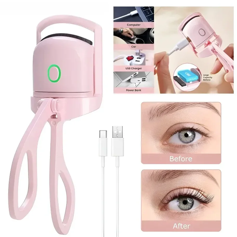 USB-Rechargeable Eyelash Curler - 2 temperature settings for customized curls that stay all day.