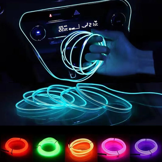 Neon LED Car Interior Lighting Strips Auto LED Strip Garland EL Wire Rope Car Decoration lamp Flexible Tube 12V