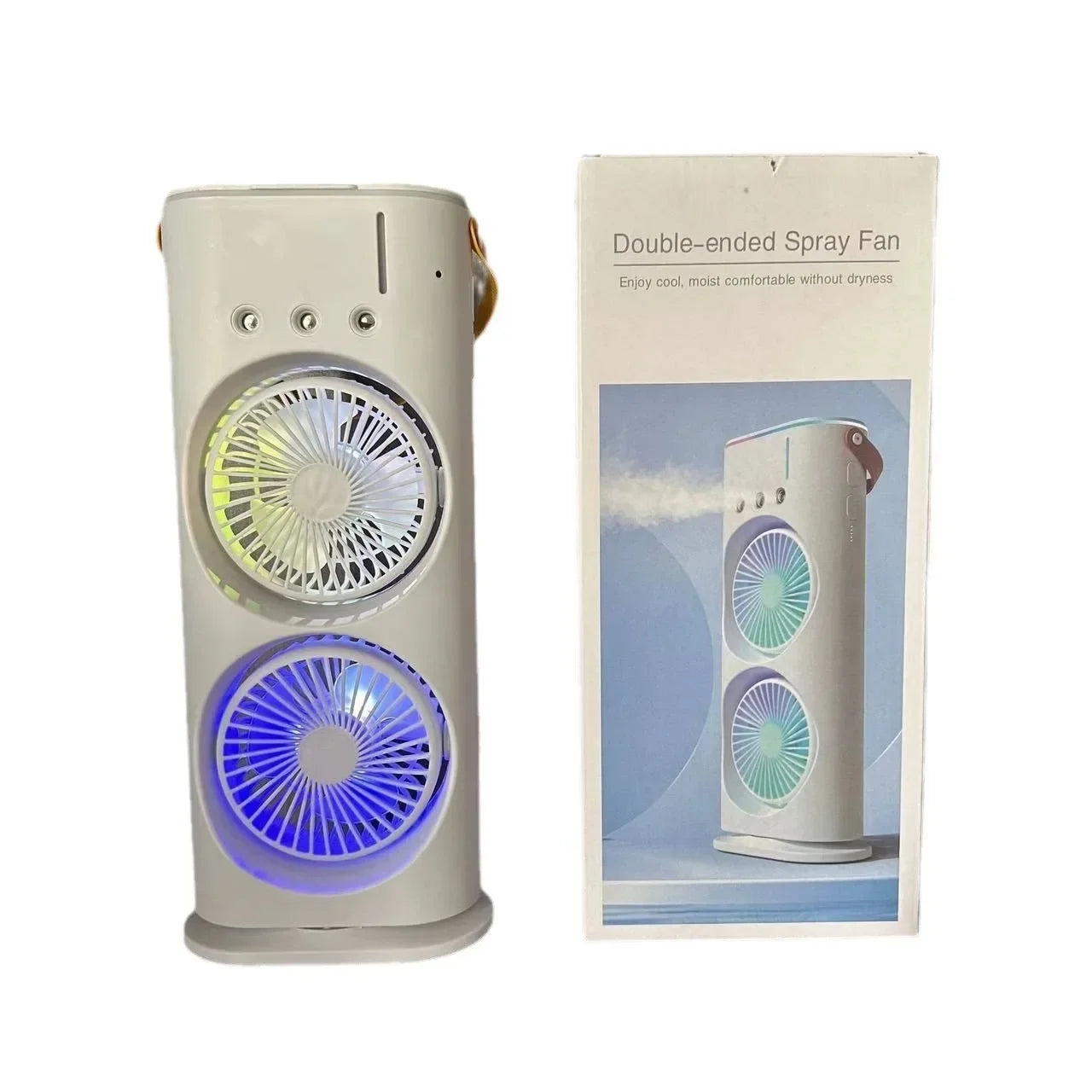 Superior High Wind Cooling Three-hole Spray Double Fan Desktop Shaking Head Double Head Strong Electric Fan Cooler