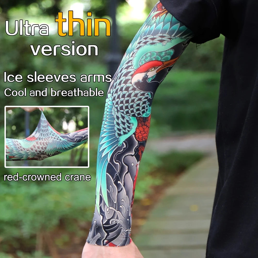 1PC Ultra thin seamle Tattoo  Sleeves Arm For Men Women Cool Travel Cycling Elastic Scratch Resistant Sunscreen Arm