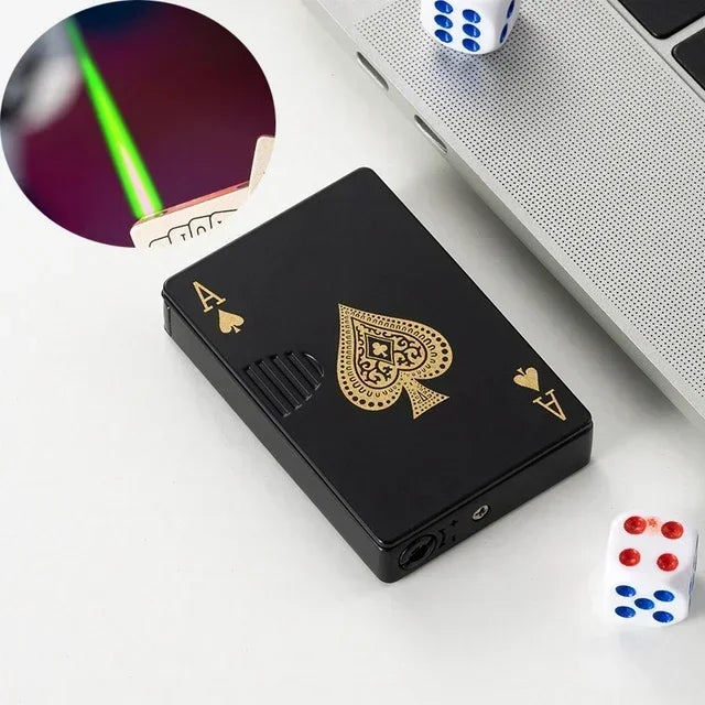 New Unusual Torch Turbo Butane Gas Lighters, Novelty Metal Playing Cards Jet Poker Lighter, Creative Windproof Outdoor Lighter