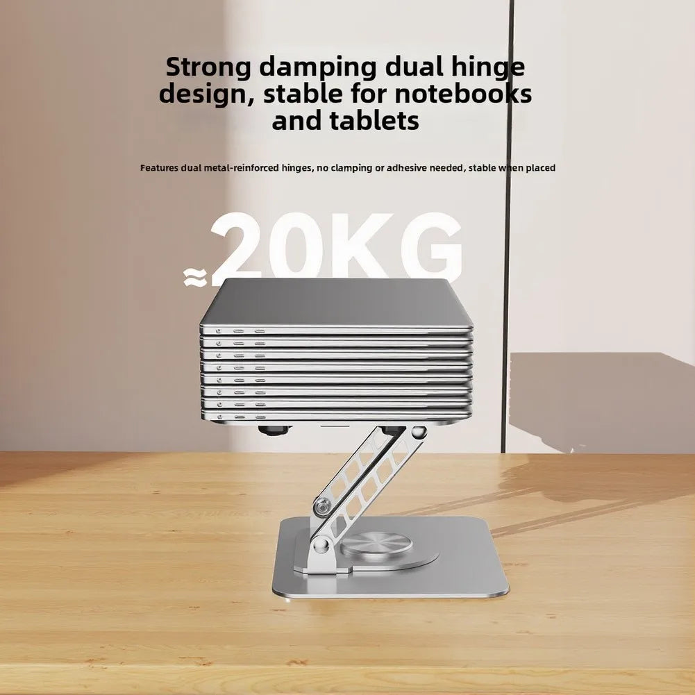Adjustable Tablet Stand Foldable Laptop Holder Riser With Cooling Fan Heat Dissipation Cooler 360-Degree Rotation Cooling Stand