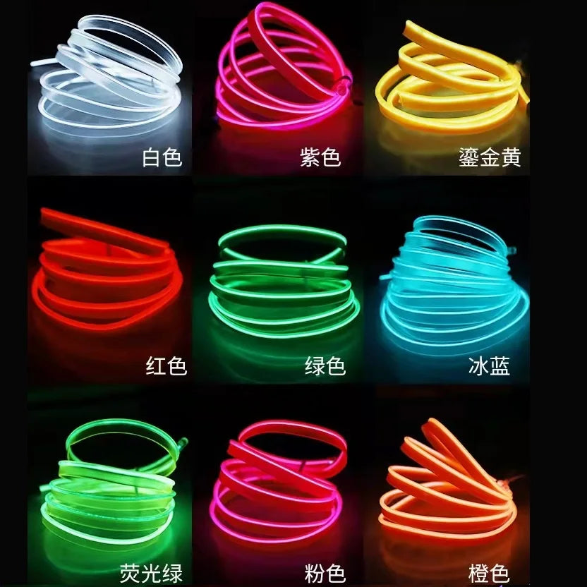 Neon LED Car Interior Lighting Strips Auto LED Strip Garland EL Wire Rope Car Decoration lamp Flexible Tube 12V