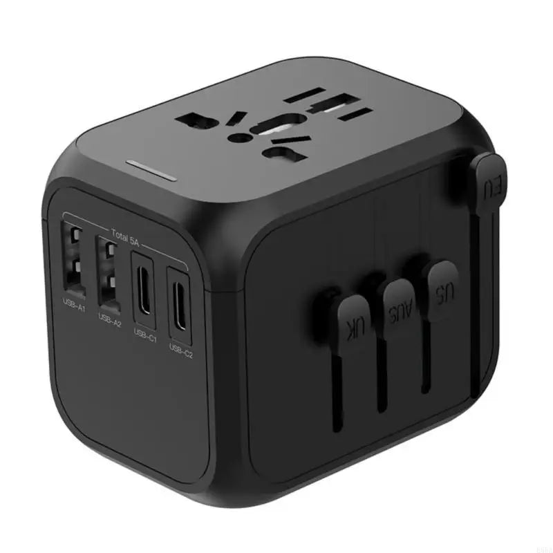 Travel Plugs Adapter with 2 USB Port+2 USB C International Plugs Adapter E65A