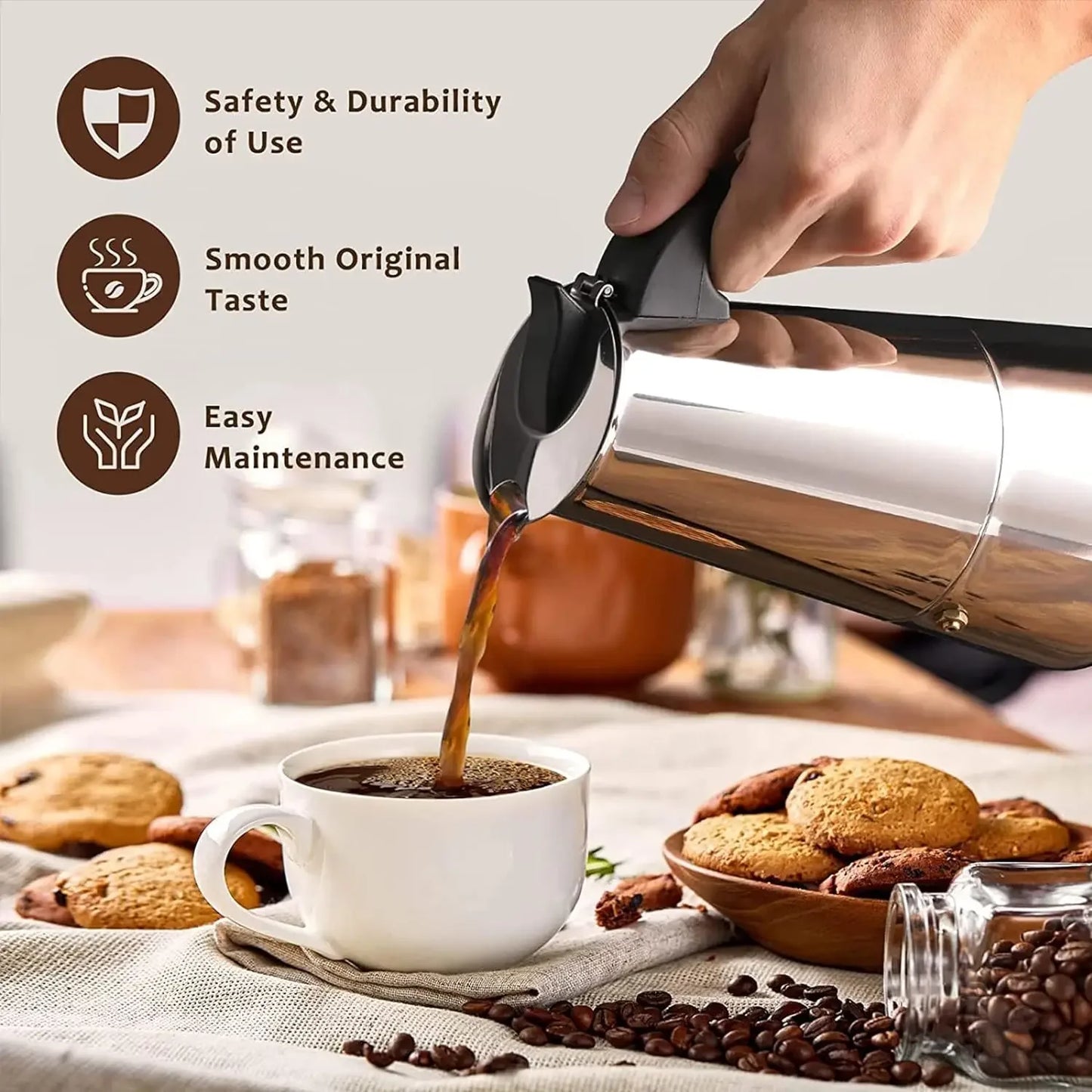Stainless Steel Moka Pot 6/9/12 Cups Moka Pot Caffe Machine Espresso Cups Coffee Makers Stovetop Filter Coffee Pot