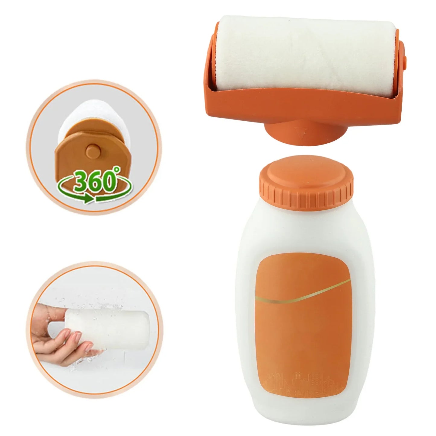360 Degree Roller Paint Brush Home Repair Tool Paint Repair Tool About 21cm*10.5cm 2-in-1 Roller Paint No Marking Roller