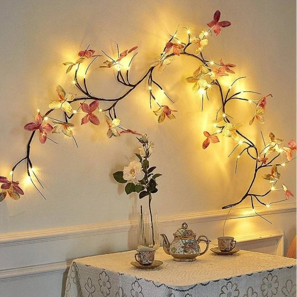 30 LED Willow Vine Light 8 Lighting Modes USB Powered Butterfly Tree Light Party Holiday Decoration Waterproof Tree Branch Light