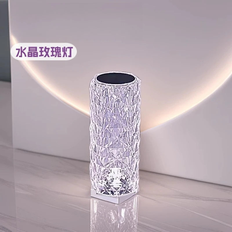 Crystal desk lamp rose light ambient light bedroom bedside beautiful romantic color atmosphere charging