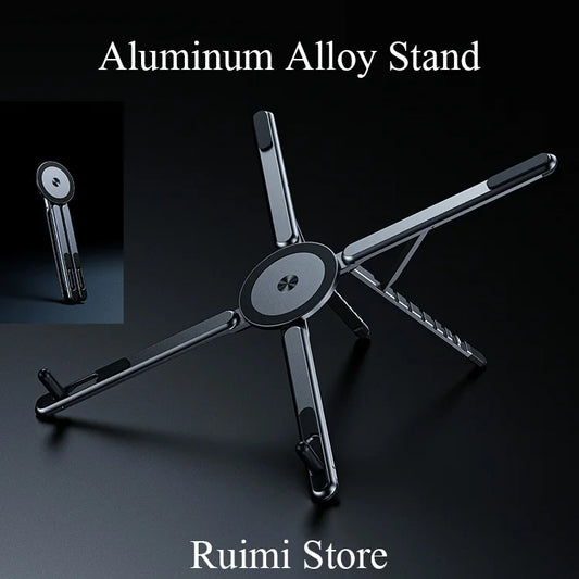 3in1 Aluminum Foldable Magnetic Stand Portable Adjustable Angle Compatible with Phone Tablet Laptop iPhone Samsung iPad MacBook