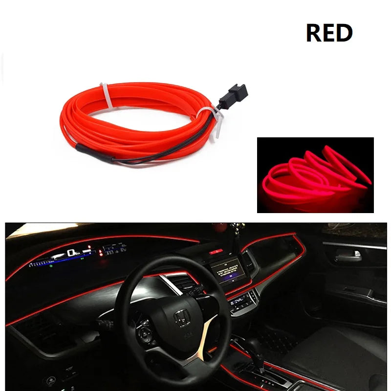 Neon LED Car Interior Lighting Strips Auto LED Strip Garland EL Wire Rope Car Decoration lamp Flexible Tube 12V