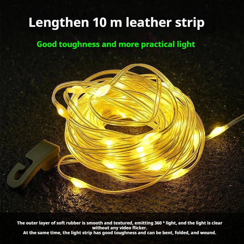 Warstar camping light, 10 meter colorful light string, 18650 large capacity battery, waterproof light strip, suitable for outdoo