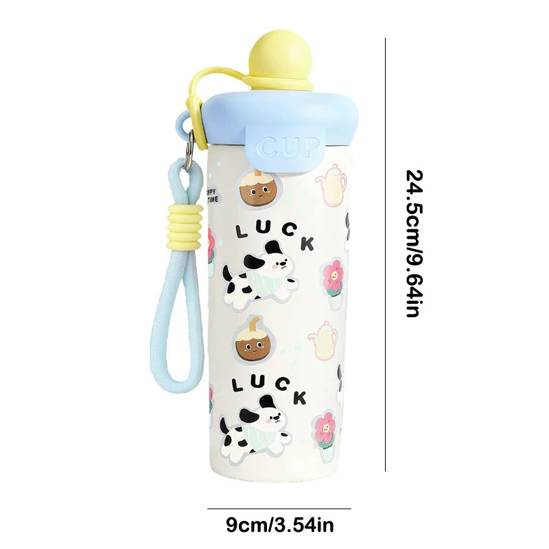 Portable Cartoon Vacuum Cup High-Capacity With Lifting Rope 316 Stainless Steel Cup Bottle Insulated Water Bottle【Homeclub】