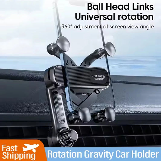 2025 New 360 Rotation Gravity Car Phone Holder Air Vent Clip Navigation Stand Telescopic Air Outlet Phone Support for 4.7-7 inch