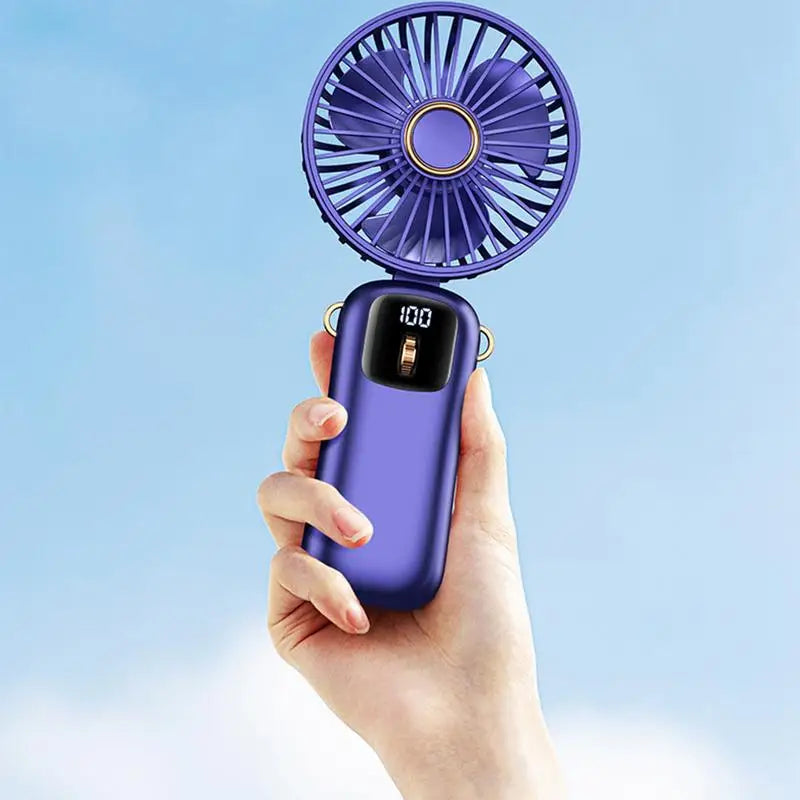 Personal Hand Fan LCD Display Pocket Portable Personal Fan 10000mAh Rechargeable Powerful Quiet Air Circulation For Women Men