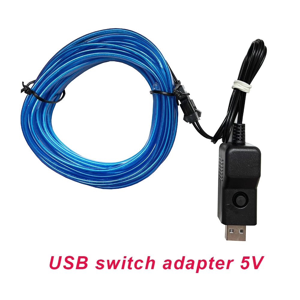 Neon LED Car Interior Lighting Strips Auto LED Strip Garland EL Wire Rope Car Decoration lamp Flexible Tube 12V
