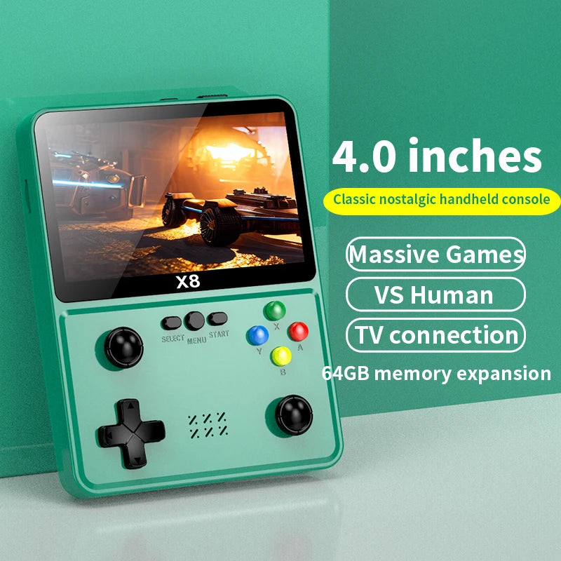 X8 Retro Handheld Game Console 4 Inch IPS Screen 10 Emulator Dual Operated Video Game Player Home Game Console PSP2000+ Gaming