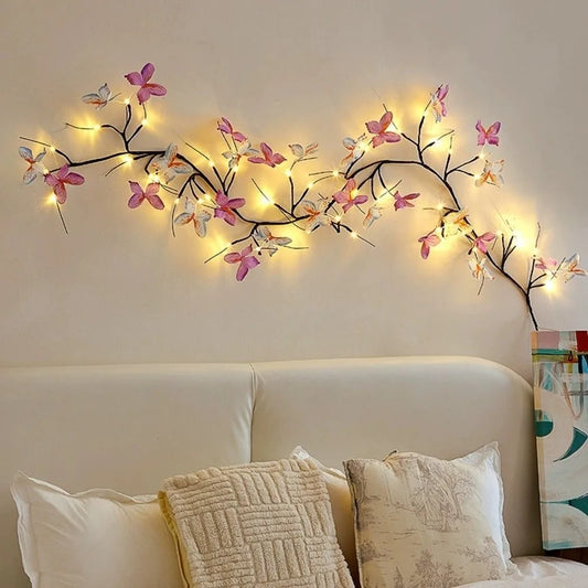 30 LED Willow Vine Light 8 Lighting Modes USB Powered Butterfly Tree Light Party Holiday Decoration Waterproof Tree Branch Light