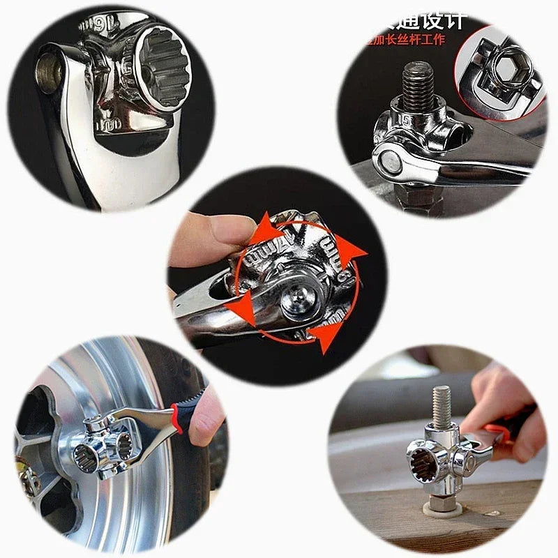 48 in 1 Universal Socket Wrench 360 Degree Rotating Tiger Wrench Spline Torx 6-Point Steel Hand Tool for Car Furniture Repair
