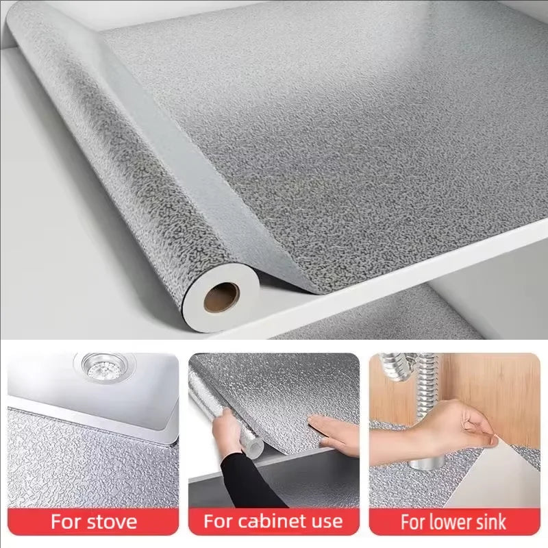 Kitchen Countertop Oil-Proof Sticker Waterproof Self-Adhesive High Temperature Waterproof Kitchen Stove Sticker Wallpaper Suitable for Countertop Drawer Cabinet Rack