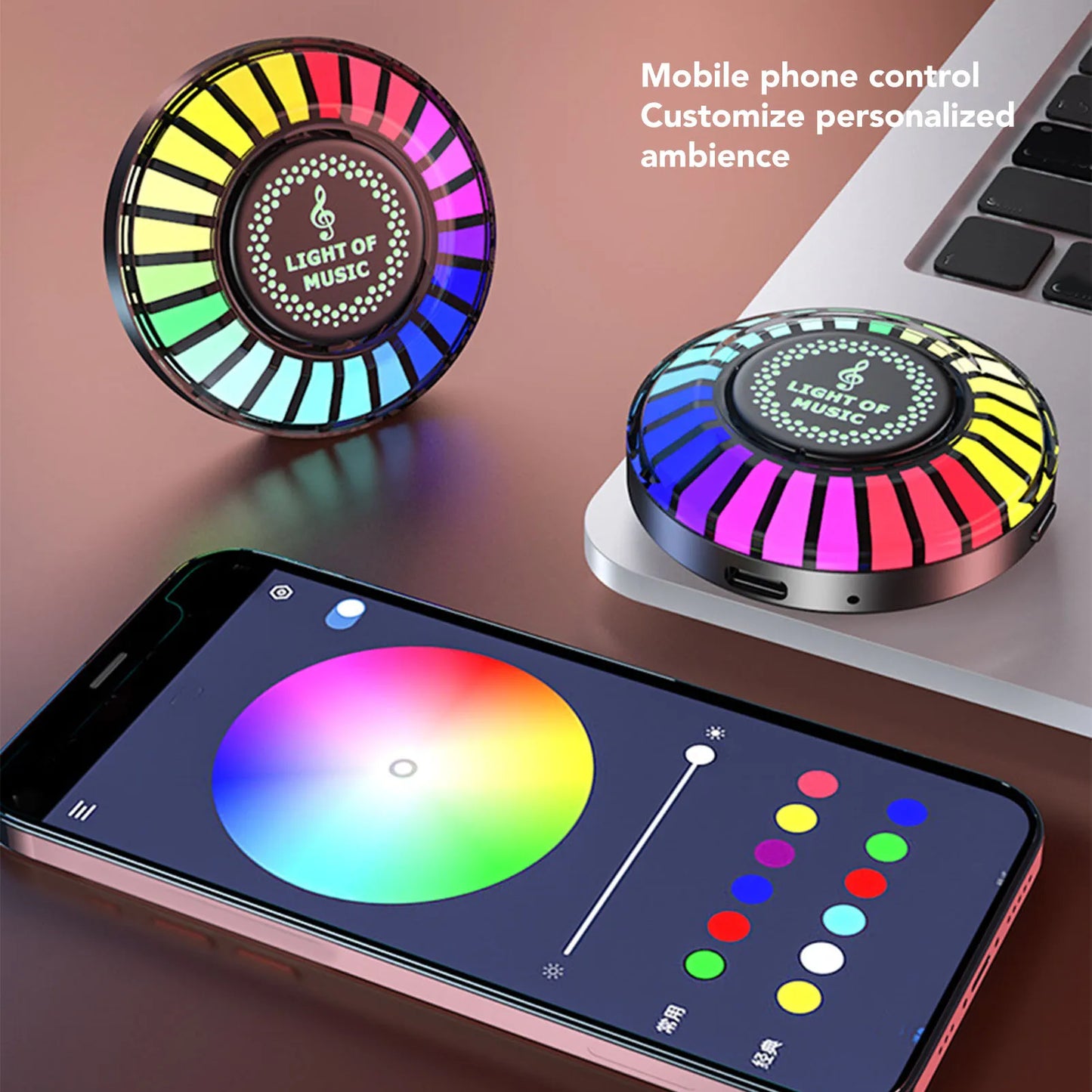 RGB Colorful Magnetic Sound Control Rhythm Light Car Voice Activated Rhythm Light Car Pickup Lamp F5 RGB Sound Control LED Light
