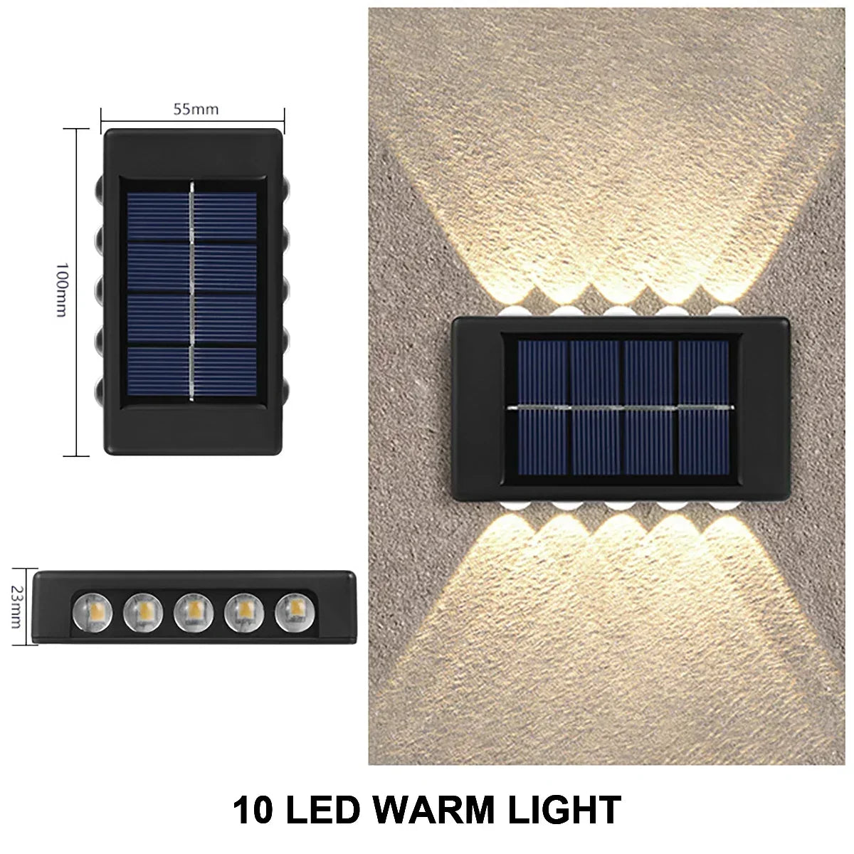Solar Wall Lights Fence Lights Up and Down Fence LED Outdoor Waterproof Lamps Dusk to Dawn LED Lighting Wall Sconces