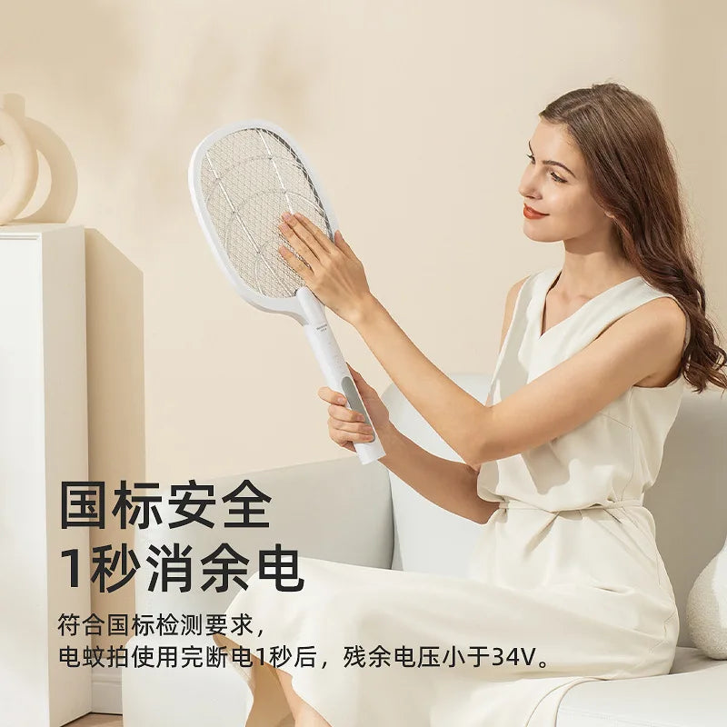 Rechargeable Electric Mosquito Swatter With UV Light, 2-in-1 Bug Zapper Racket For Home, USB Type-C Charging Base