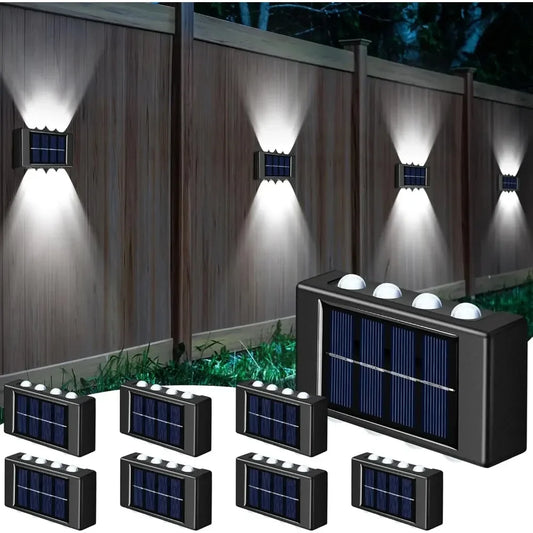 Solar Wall Lights Fence Lights Up and Down Fence LED Outdoor Waterproof Lamps Dusk to Dawn LED Lighting Wall Sconces