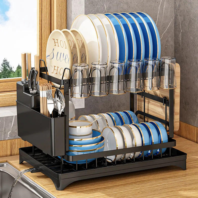 Kitchen Multifunctional Drain Bowl Rack Dish Shelf Kitchen Countertop Drying Rack Small Storage Dish Rack