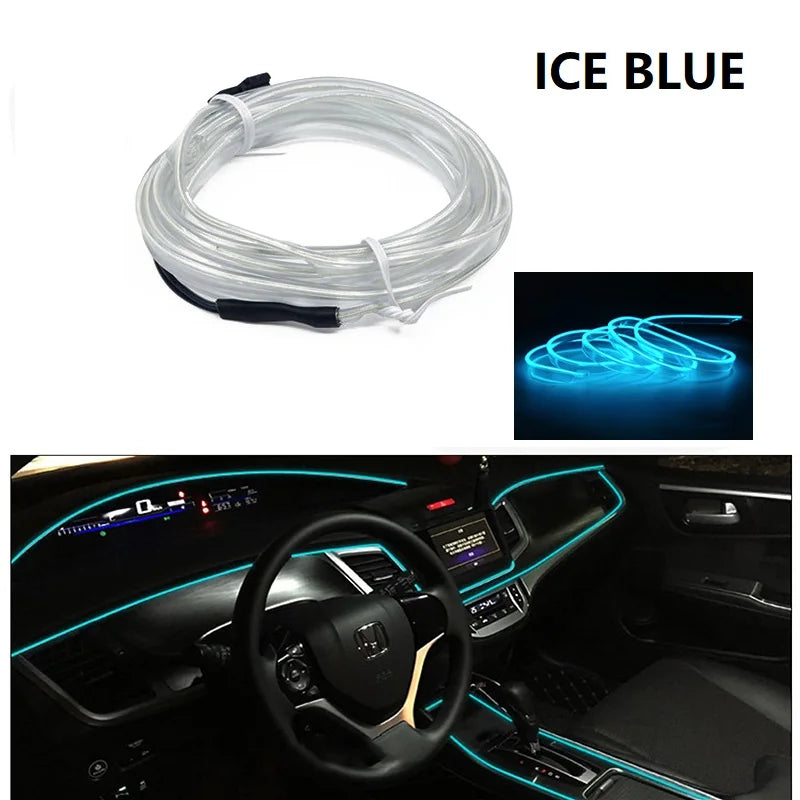 Neon LED Car Interior Lighting Strips Auto LED Strip Garland EL Wire Rope Car Decoration lamp Flexible Tube 12V