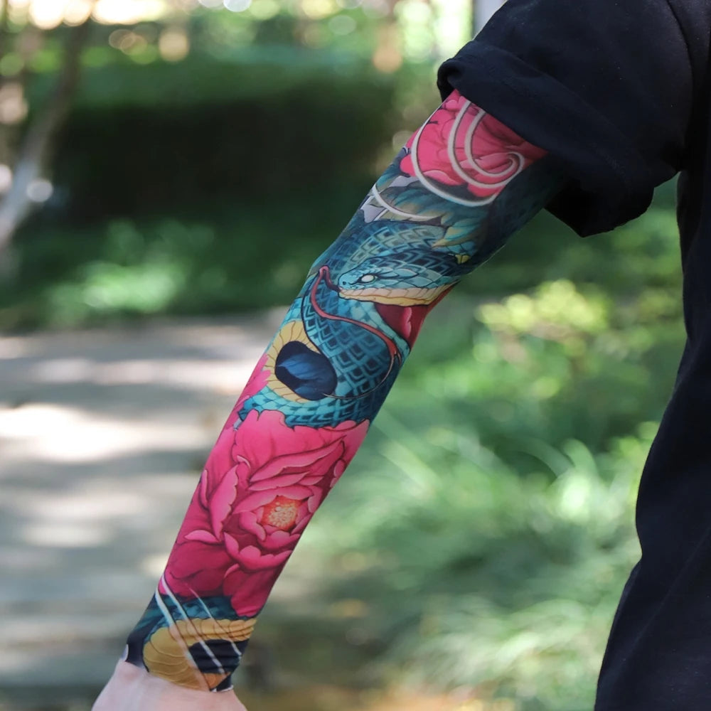 1PC Ultra thin seamle Tattoo  Sleeves Arm For Men Women Cool Travel Cycling Elastic Scratch Resistant Sunscreen Arm