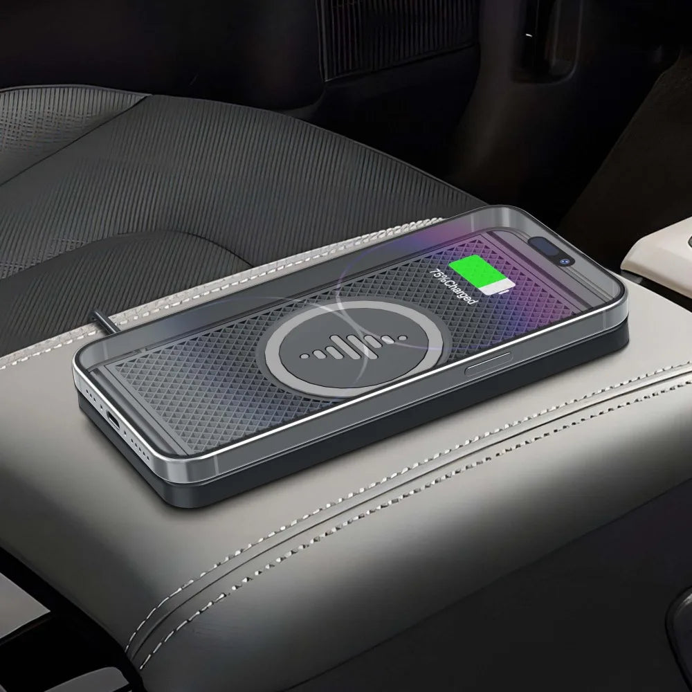 15W Wireless Car Charger Pad Non-slip Phone Charge For iPhone 17 16 15 14 13 12 Samsung S25 S24 Xiaomi 17 Pro Max Fast Charging