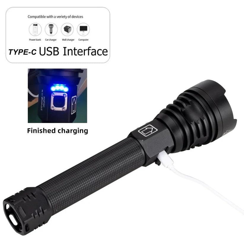 5000Lumen P90 LED Zoom Powerful Flashlight USB Rechargeable High Power Outdoor Patrol Camping Hunting Hiking Strong light Torch