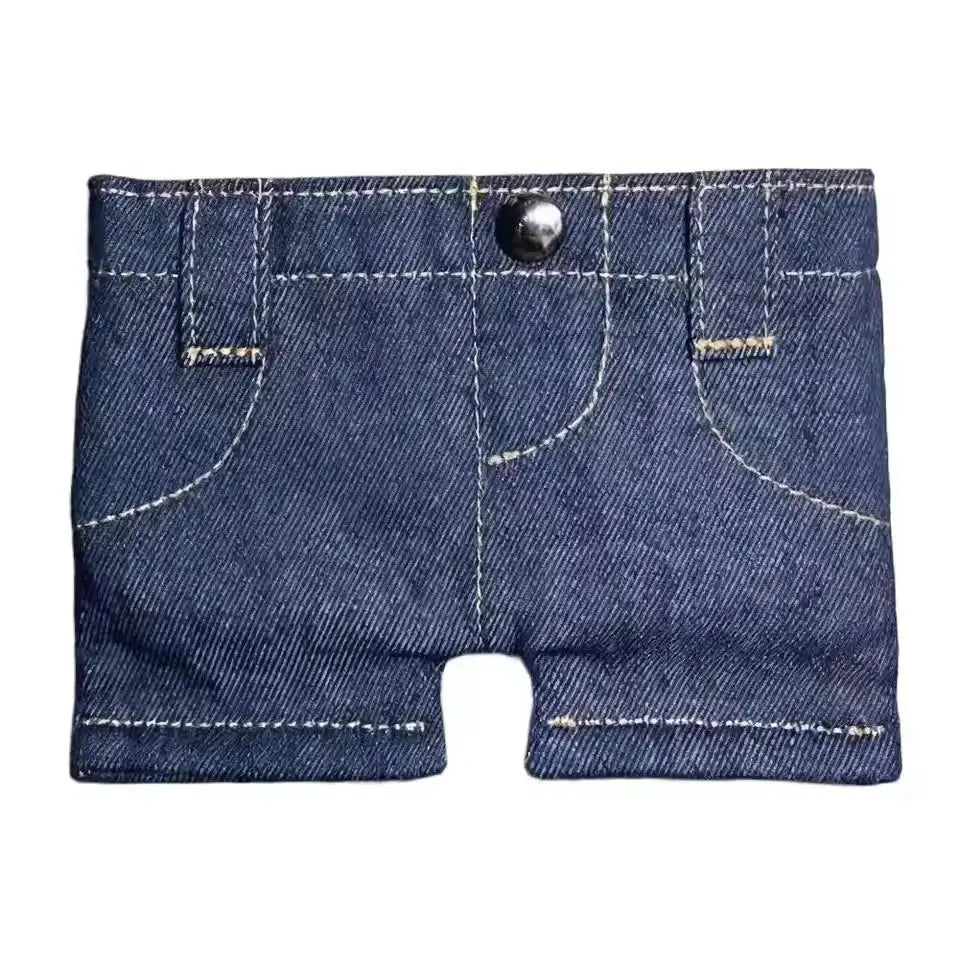 Mini Jeans Shaped Wallet Retro Denim Pants Style Foldable Coin Purse Card Holder Portable Small Cool Multi-functional Purse