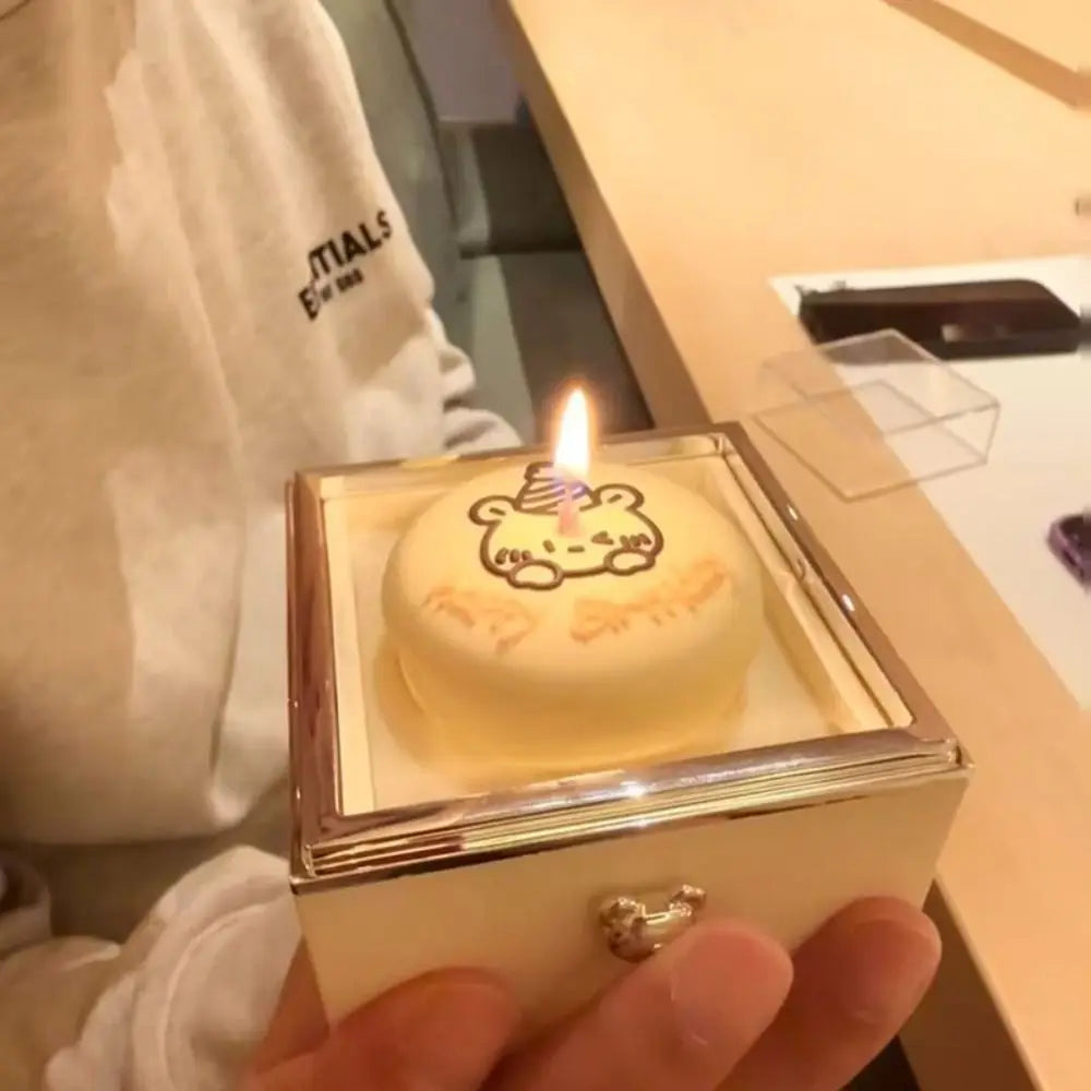 Automatic Flip Bear Flip Ring Boxs Light Candles Spinning Design Mini Cake Surprise Rotating Box Surprise Mechanism