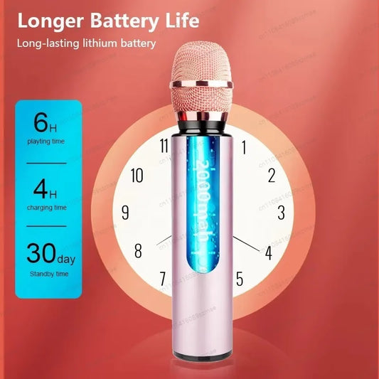 2.4G Wireless KTV Microphone Speaker， All-in-One with Professional Sound Effects， for Home Karaoke， Outdoor， Party， Portable