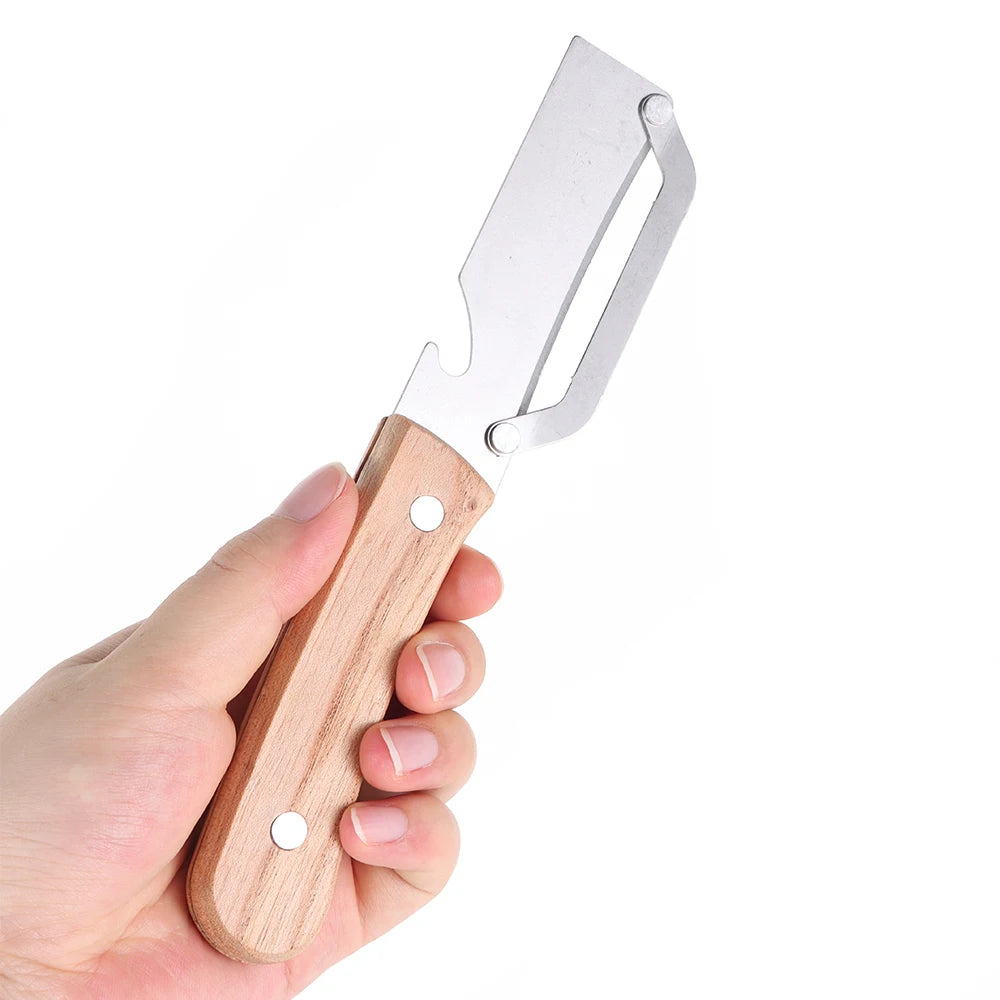 Multi-Functional Vegetable Peeler with Wooden Handle and Bottle Opener Stainless Steel Kitchen Peeler Peeling Tool