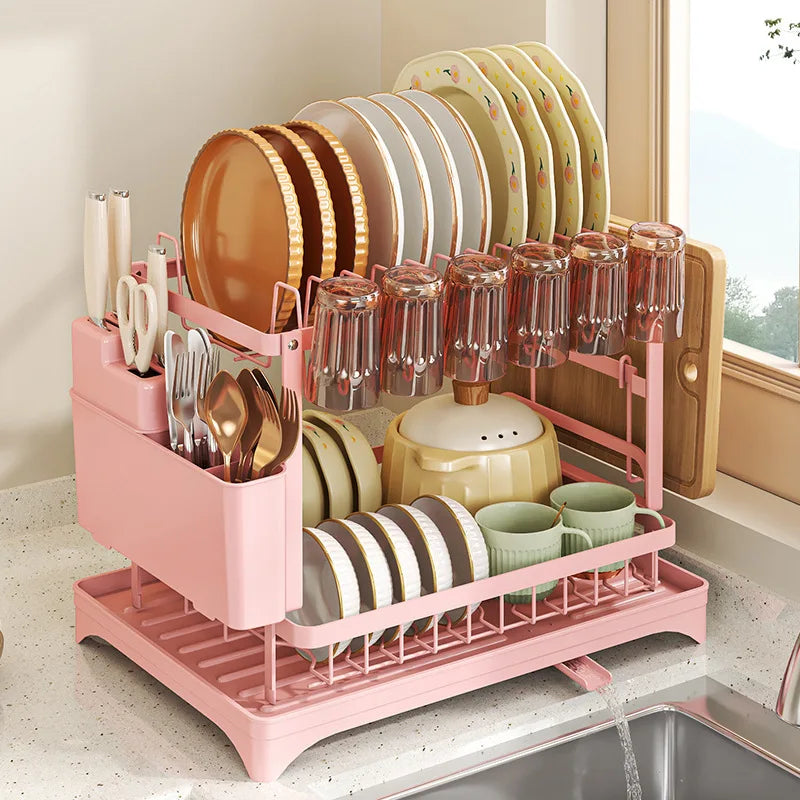 Kitchen Multifunctional Drain Bowl Rack Dish Shelf Kitchen Countertop Drying Rack Small Storage Dish Rack